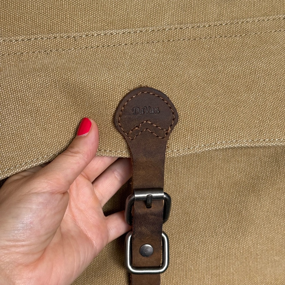 Davan Tan And Leather Canvas Crossbody Bag - image 2